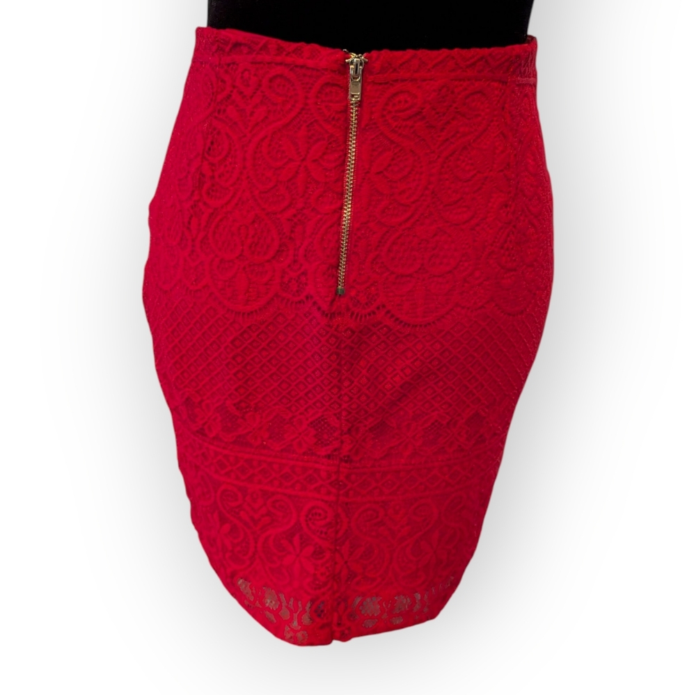 Bebe Red Lace Mini Skirt Size XS